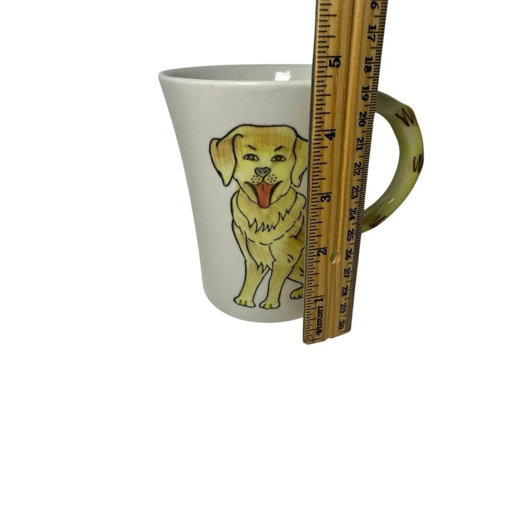 Pier 1 Stoneware Coffee Mug Cup W/ Tail Handle Yellow Lab Golden Retriever 16 oz
